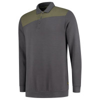 POLOSWEATER BICOLOR NADEN DONKERGRIJS/LEGERGROEN XL