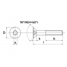 BINNENZESKANTBOUT PLATKOP DIN 7991 10.9 EV M8X50