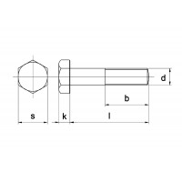 ZESKANTBOUT DEELDRAAD DIN 931 8.8 ELEKTROLYTISCH VERZINKT M20 X 190