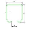 ROB SCHUIFDEURRAIL BOVENRAIL TYPE 170  50X45X2MM 6 MTR 