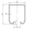 ROB SCHUIFDEURRAIL BOVENPROFIEL 66X55X2,5MM 130-4 MTR