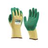 HANDSCHOEN NAADLOOS GEBREID MET GROENE GERUWDE LATEX COATING GLOVE ON GRIPPER MAAT 8/M
