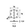 KOGELLAGERSCHARNIER RONDE HOEK GEGALVANISEERD 76X76MM