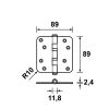 KOGELLAGERSCHARNIER RONDE HOEK GEGALVANISEERD 89X89MM ONGEMONTEERD DOOS á 50 STUKS