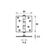 KOGELLAGERSCHARNIER 89X89X2,5MM/RECHT/RVS ZWART INCL.SCHROEVEN