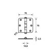 KOGELLAGERSCHARNIER 76X76X2,5MM/ROND/RVS ZWART INCL. SCHROEVEN