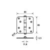 KOGELLAGERSCHARNIER 89X89X2,5MM/ROND/RVS ZWART INCL.SCHROEVEN