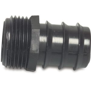 SLANGTULE PP 1/2" X 20 MM BUITENDRAAD X BARBED 4BAR ZWART 