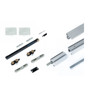 XPERTA SCHUIFDEURRAIL COMPACT KIT SOFTCLOSE VOOR PLINTEN 2 METER GEANODISEERD ALUMINIUM