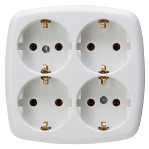 STANDARD WANDCONTACTDOOS 4-VOUDIG RANDAARDE VIERKANT ARCTIC WIT