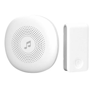 DRAADLOZE DEURBEL SET 100M PLUG-IN BATTERIJLOOS WIT