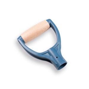 D-GREEP KUNSTSTOF BLAUW MET ESSEN HANDVAT, GATMAAT Ø 30 MM