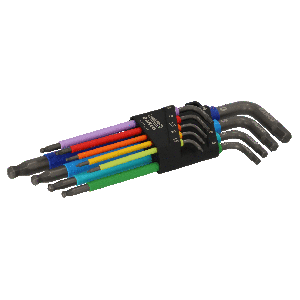 BAHCO STIFTSLEUTEL/INBUSSLEUTELSET ZESKANT KOGELKOP GEKLEURD 9-DELIG 1,5-10MM