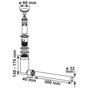 EASY CLEAN SIFON MET DRUKKNOPAFVOERVENTIEL 1 1/4" WIT [T317509]