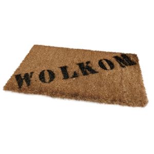 KOKOSMAT / RUBBER ONDERPLAAT MET OPDRUK "WOLKOM"