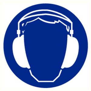 STICKER GEHOORBESCHERMING VERPLICHT VINYL  Ø 90MM