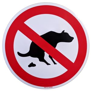 STICKER VERBODEN TE POEPEN VOOR HONDEN Ø 200MM