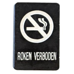 TEKSTBORD STEEN RH 118X82MM ZWART/WIT  ROKEN VERBODEN +SYMB.