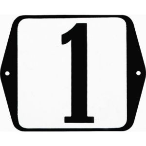 EMAILLE HUISNUMMER 10X10CM NUMMER WIT/ZWART