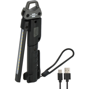 OPLAADBARE LED ZAKLAMP HL 400 AC, 400LM + SPOT 120LM + LICHTBRON OP DE ACHTERKANT 200LM