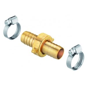 DUBBELE KOPPELING MESSING SLANGTULE MET 2 SLANGKLEMMEN