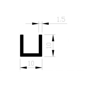 ALUMINIUM U-PROFIEL ZWART / GEPOEDERCOAT RAL9005