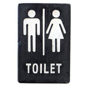 TEKSTBORD STEEN RH 118X82MM ZWART/WITTE TEKST TOILET+SYMBOOL