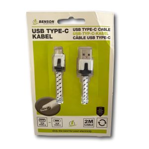 USB TYPE -C KABEL 2 METER NYLON