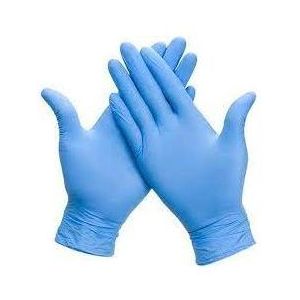 HANDSCHOEN BLAUWE LATEX MET VLOKVOERING MAAT 10