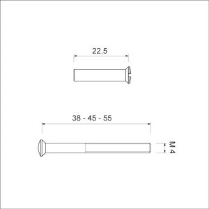 PATENTBOUT MET HULS M4X38 ZWART PER SET 2 STEL