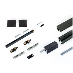 XPERTA SCHUIFDEURRAIL COMPACT KIT SOFT CLOSE GEEN PLINT 2 METER ALUMINIUM ZWART