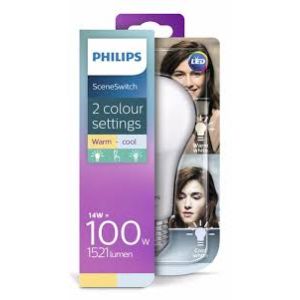 PHILIPS LED LAMP A67 GLS LAMP 2 KLEUREN E27 14W