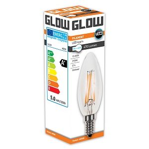 LEDLAMP FILAMENT KAARS 5W-40W E14 2700K C35 470LM DIMBAAR EXTRA WARM WIT G