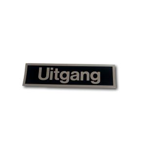 STICKER 165X45 ZWART/ZILVER TEKST "UITGANG"