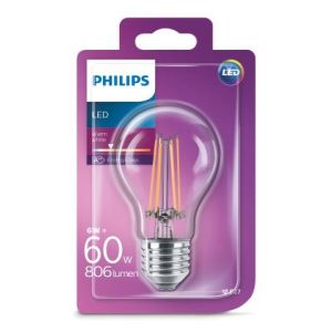 PHILIPS LED LAMP FILAMENT  CLASSIC  A60 W.W. E27  6W