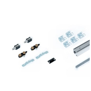 XPERTA SCHUIFDEURRAIL STANDARD KIT STOPPERS GEEN PLINT MUURBEUGELS GEANODISEERD ALUMINIUM 2 METER
