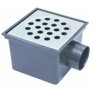 VLOERPUT PUT PVC  4402 RVS DEKSEL  200X200 ZIJ UITLOOP 75MM