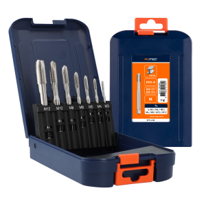MACHINETAPPENSET HSS-G, DOORLOPEND, 7-DLG., M3-M12 ABS