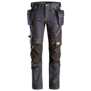 FLEXIWORK, DENIM WERKBROEK+ , DENIM BLAUW - ZWART (6504), MAAT 48 SNICKERS 