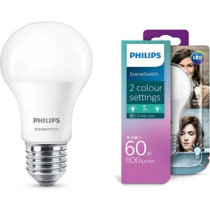 PHILIPS LED  A60 GLS LAMP 2 KLEUREN E27 9,5W