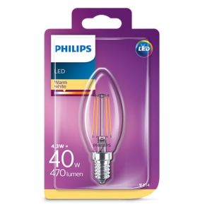 PHILIPS LED FILAMENT KAARSLAMP W.W. E14 4W