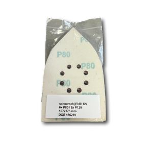 SCHUURSTROKEN KLIT GEPERFOREERD 107X175MM  VERPAKKING 12 STUKS: 6 X P80 + 6 X P120