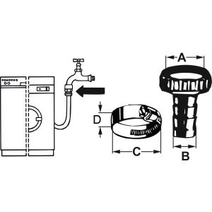 HALVE KOPPELING M22X1 SLANGTULE 1/2