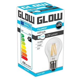 LED LAMP FILAMENT NORMAAL 4W-40W E27 2700K A60 470LM ND EXTRA WARM WIT GLOW