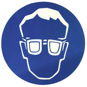 RONDBORD BLAUW 235MM SYMBOOL "OOGBESCHERMING VERPLICHT"