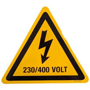 STICKER HOOGSPANNING 230/400V DRIEKANT 200MM