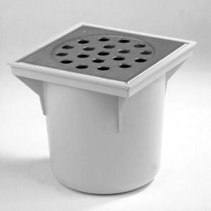 VLOERPUT PUT PVC  4402 RVS DEKSEL  200X200 ONDER UITLOOP 75MM