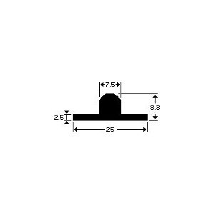 SCHUIFDEUR RAIL 25MM MESSING