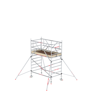 ALTREX ROLSTEIGER RS TOWER 32 - 10.20 M WERKHOOGTE - 1.35 M BREED - 2.45 M HOUTEN PLATFORM - SCHOREN