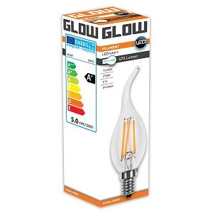 LEDLAMP  FILAMENT TIPKAARS 5W-40W 2700K E14 CA35 470LM DIMBAAR EXTRA WARM W